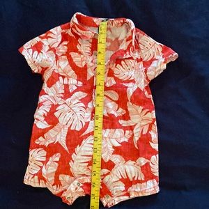 Baby onesie red palm leaves